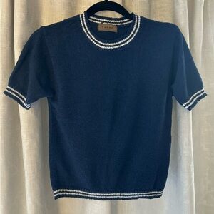 Vintage navy blue and white terry cloth baby tee